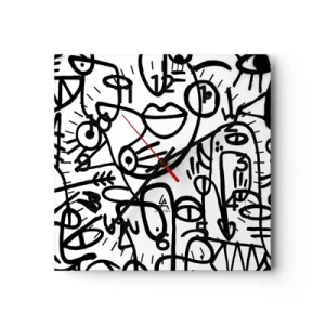 Reloj de pared - Reloj de vidrio - Rostros y espejismos - 40x40 cm