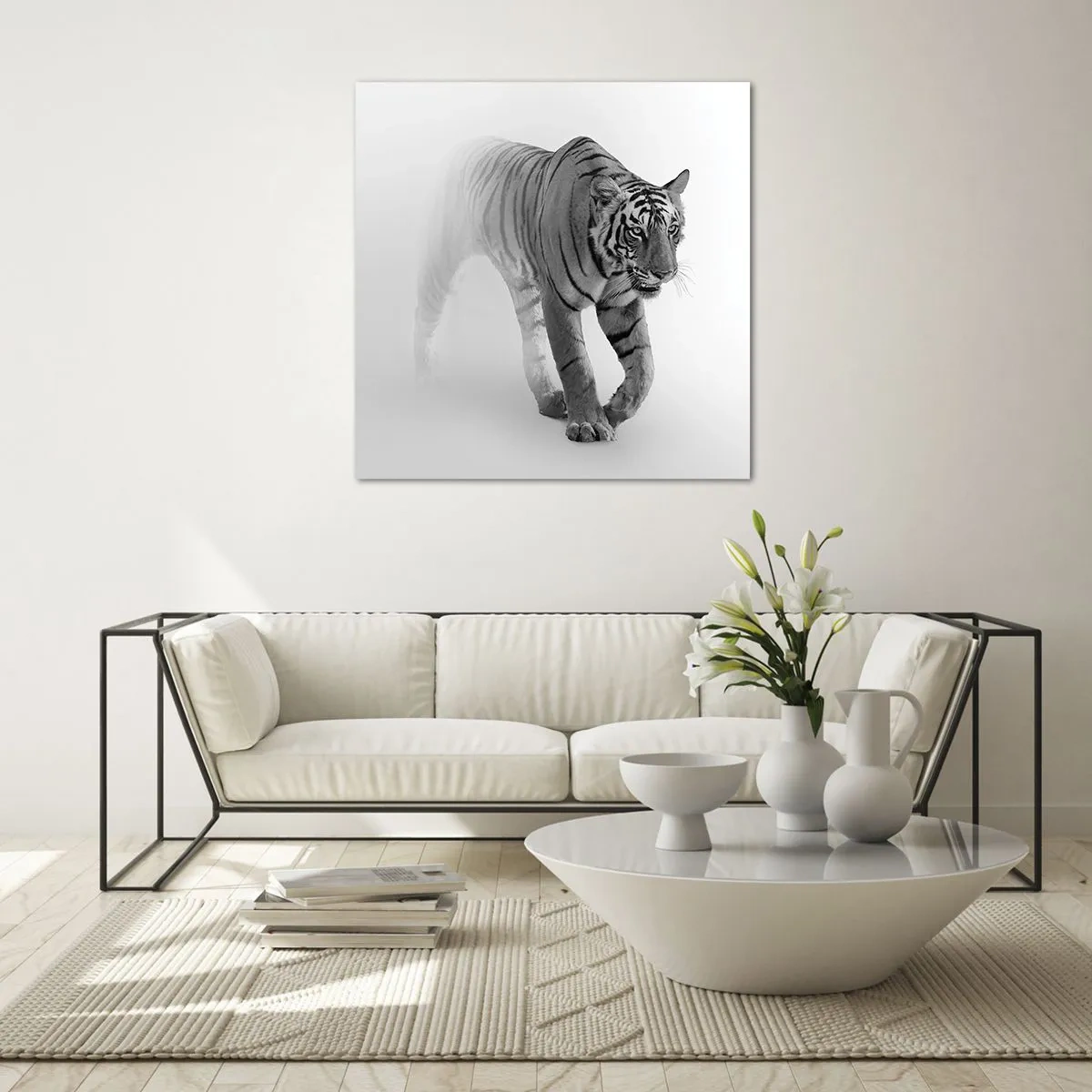 Cuadro sobre vidrio - Impresiones sobre Vidrio - Siempre alerta entre la niebla - 40x40 cm