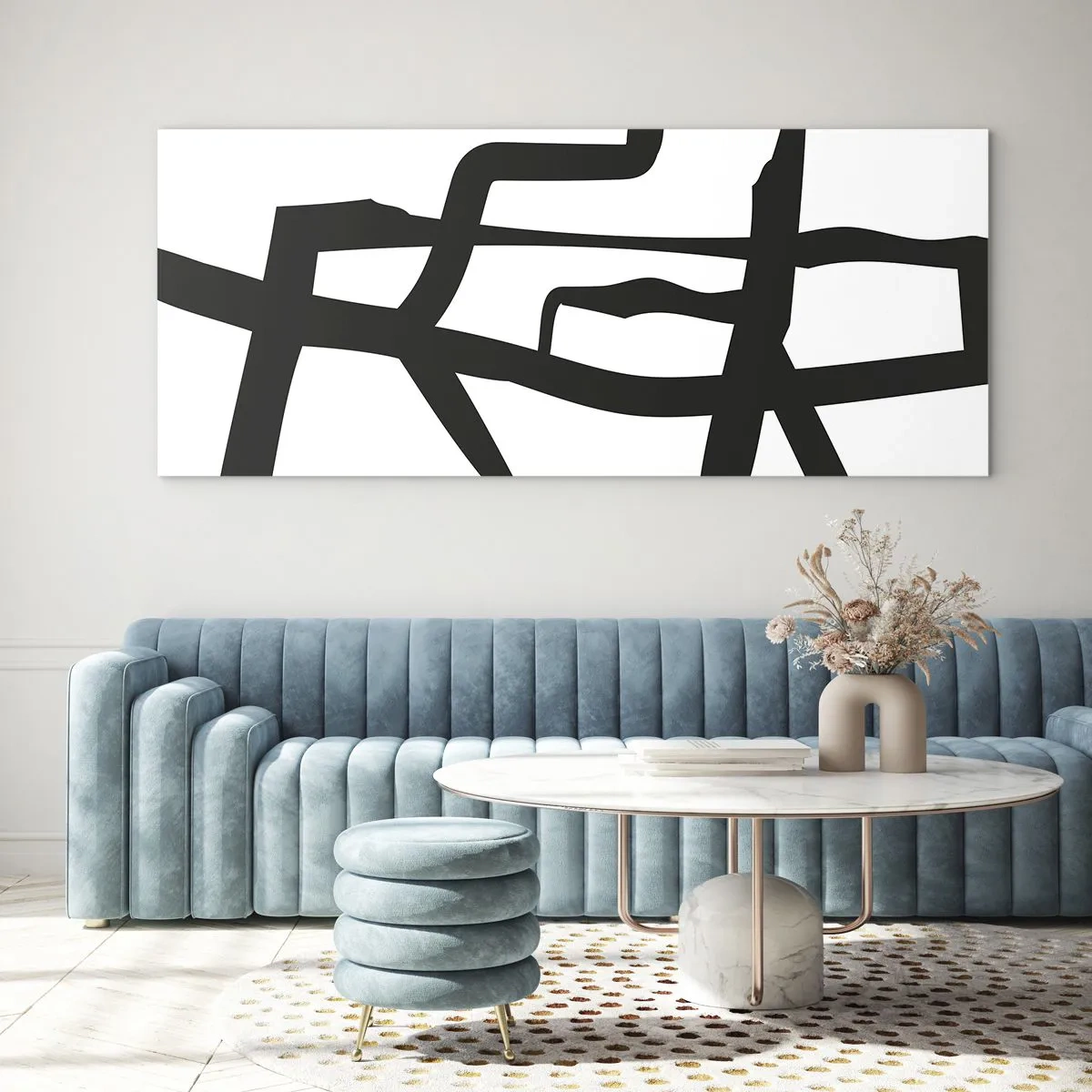 Cuadro sobre vidrio - Impresiones sobre Vidrio - Construcción en blanco y negro - 100x40 cm