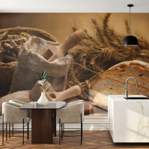 Fotomural Standard Eco - Pan y cereales al estilo rústico - 100x70cm - Corte perfecto - Decoración de pared moderna para salón y dormitorio ARTTOR