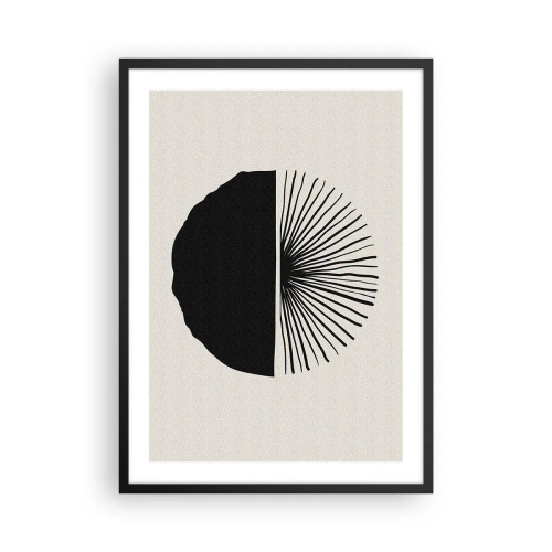 Póster en marco negro - Abstracción minimalista en blanco y negro - 50x70cm - Un abanico de posibilidades - Decoración de pared moderna para salón y dormitorio ARTTOR