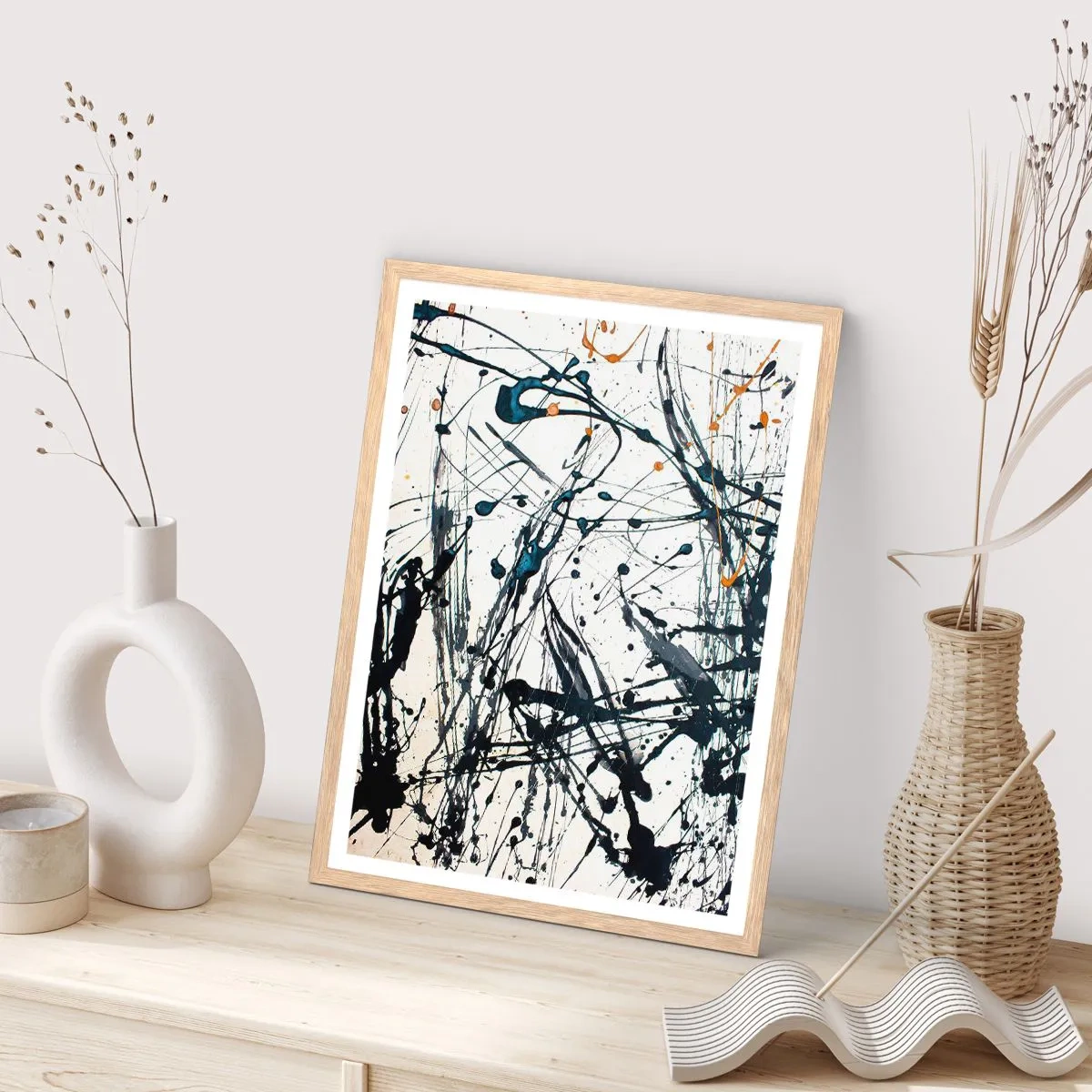 Póster en marco roble claro - Abstracción expresionista - 40x50 cm