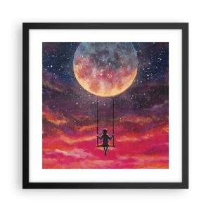 Póster en marco negro - Disfrutar de las nubes - 40x40 cm