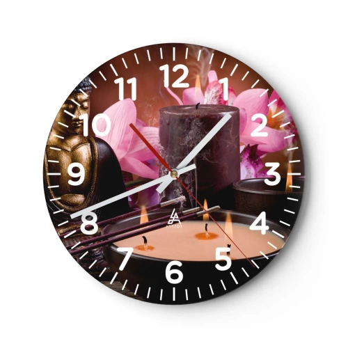 Reloj de pared - Reloj de vidrio - Despejar la mente, calmar el cuerpo - 40x40 cm