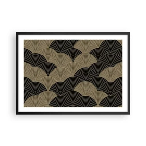 Póster en marco negro - Patrón Art Déco con semicírculos y líneas doradas. - 70x50cm - Multiplicación de la unidad - Decoración de pared moderna para salón y dormitorio ARTTOR