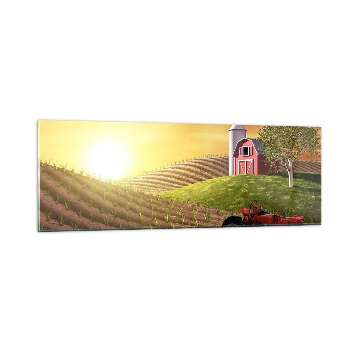Cuadro sobre vidrio - Impresiones sobre Vidrio - Una granja como un cuento de hadas - 90x30 cm