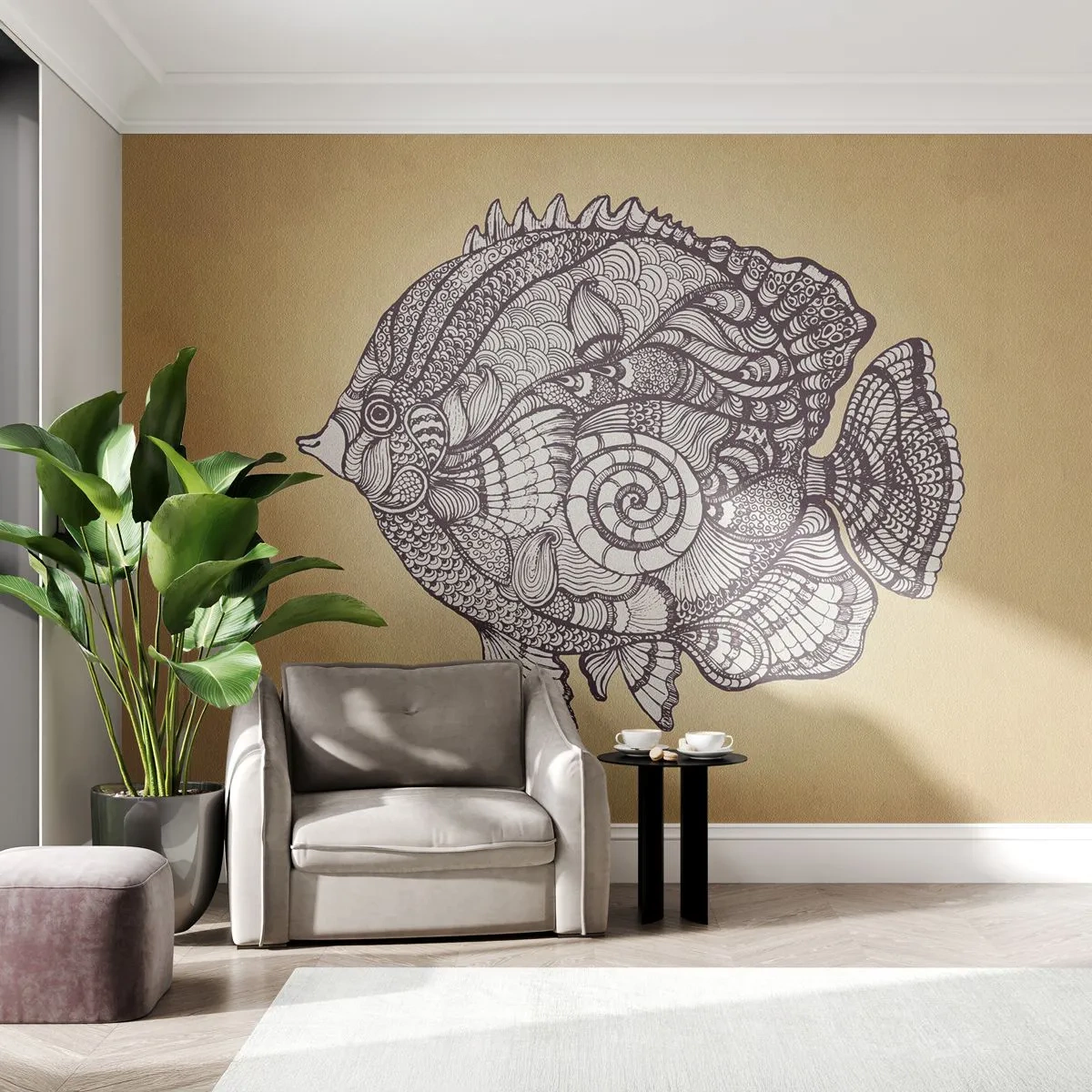 Fotomural Standard Eco - De un océano de ornamentos - Pez, Ornamento, Decoración - 200x140 cm