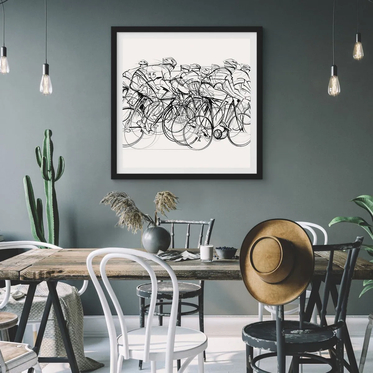 Póster en marco negro - Juntos como un equipo - 40x40 cm
