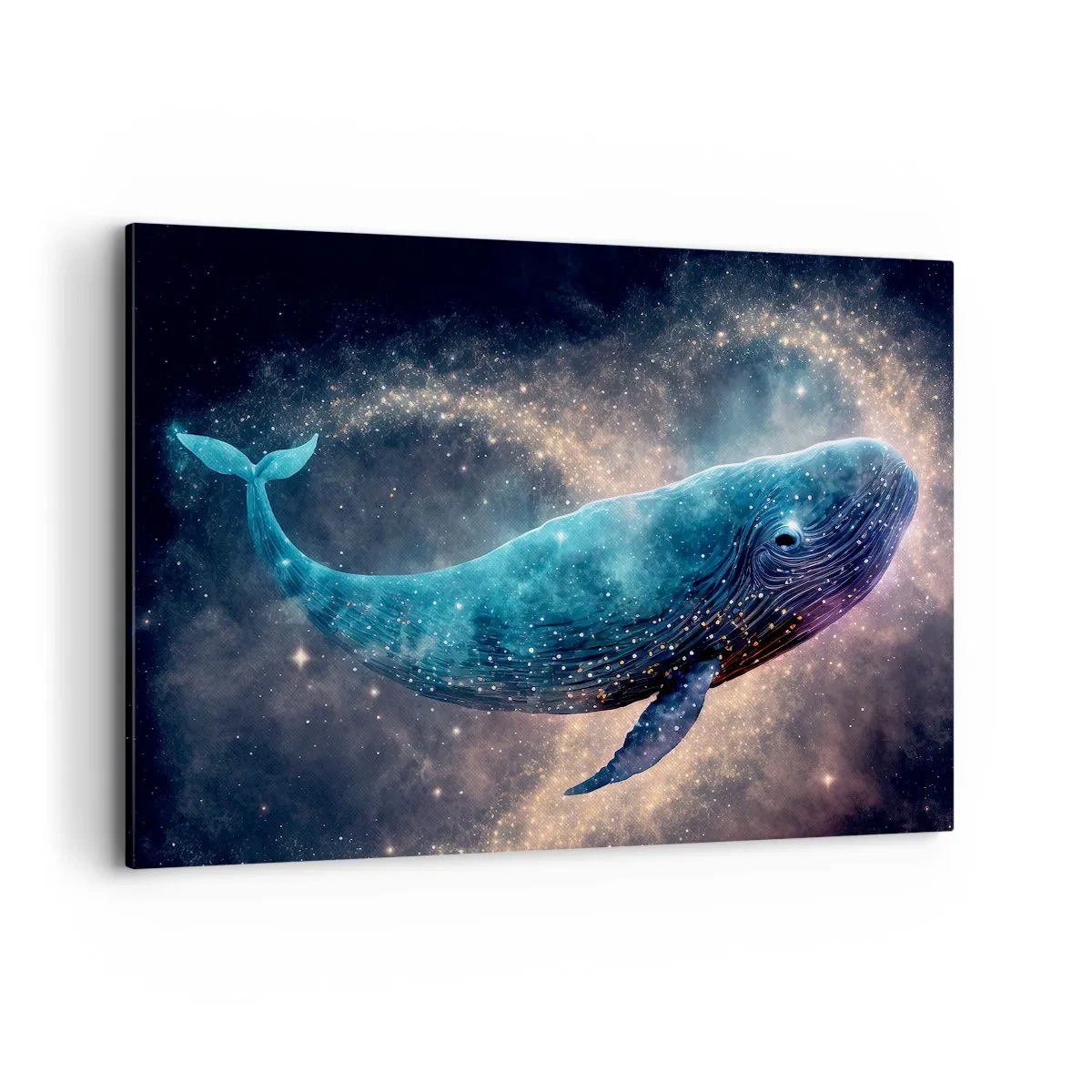 Cuadro sobre lienzo - Impresión de Imagen - Una ballena espacial con una galaxia al fondo. - 100x70cm - Existe un mundo diferente - Decoración de pared moderna para salón y dormitorio ARTTOR