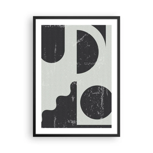 Póster en marco negro - Composición geométrica abstracta en negro y gris. - 50x70cm - Composición arriba y abajo - Decoración de pared moderna para salón y dormitorio ARTTOR