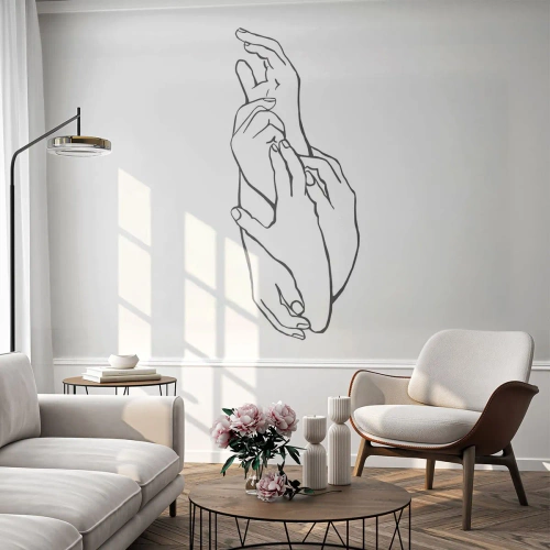 Fotomural Autadhesivo Deluxe Sticker - El tacto - Manos, Línea, Minimalismo - 400x280 cm