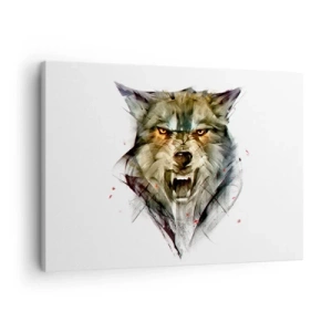 Cuadro sobre lienzo - Impresión de Imagen - Un lobo peligroso en una forma dinámica y artística. - 70x50cm - ¡No te muevas! - Decoración de pared moderna para salón y dormitorio ARTTOR
