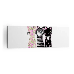 Cuadro sobre lienzo - Impresión de Imagen - Tres gatos con diversos patrones artísticos. - 160x50cm - Había tres gatitos - Decoración de pared moderna para salón y dormitorio ARTTOR