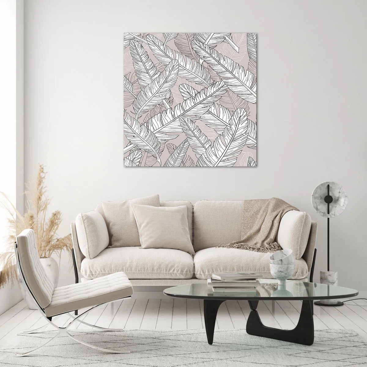 Cuadro sobre vidrio - Impresiones sobre Vidrio - Turbulencias de plumas - 40x40 cm