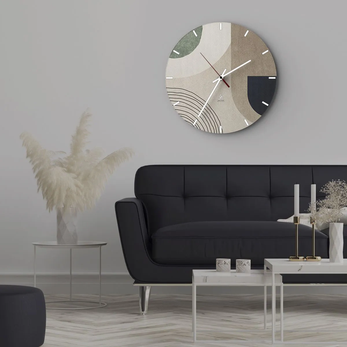 Reloj de pared - Reloj de vidrio - Formas ovaladas discretas con arcos y tonos terrosos. - 30x30cm - La delicadeza de un óvalo - Decoración de pared moderna para salón, cocina y dormitorio ARTTOR