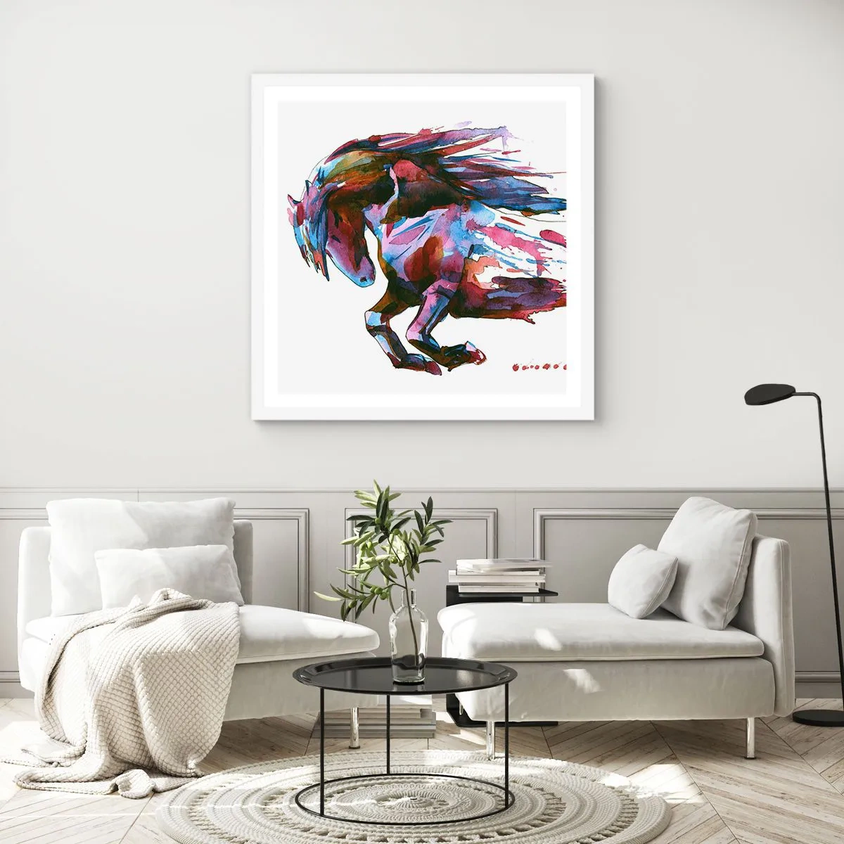 Póster en marco blanco - En éxtasis - 40x40 cm