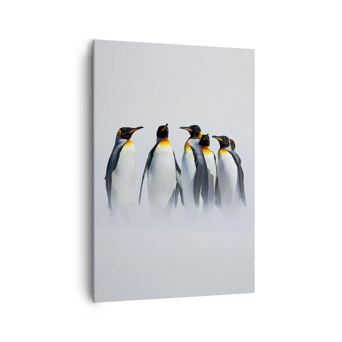 Cuadro sobre lienzo - Impresión de Imagen - Un grupo de pingüinos emperador en la niebla invernal. - 70x100cm - Reunión en traje de noche - Decoración de pared moderna para salón y dormitorio ARTTOR