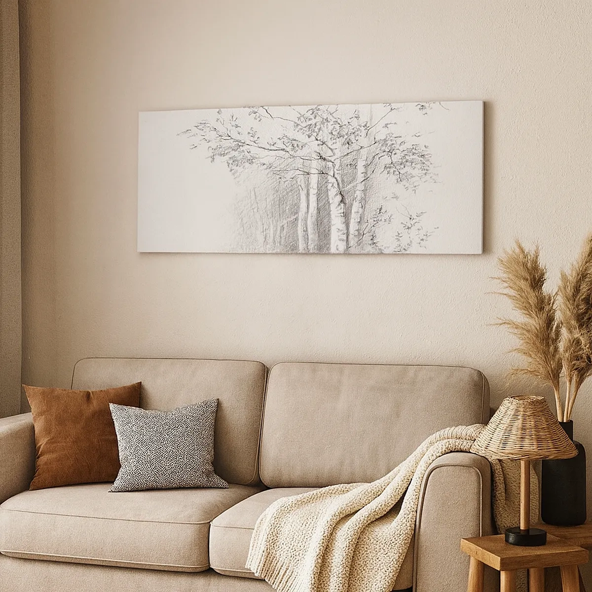 Cuadro sobre lienzo - Impresión de Imagen - La luz de un bosque de abedules - 30x30 cm