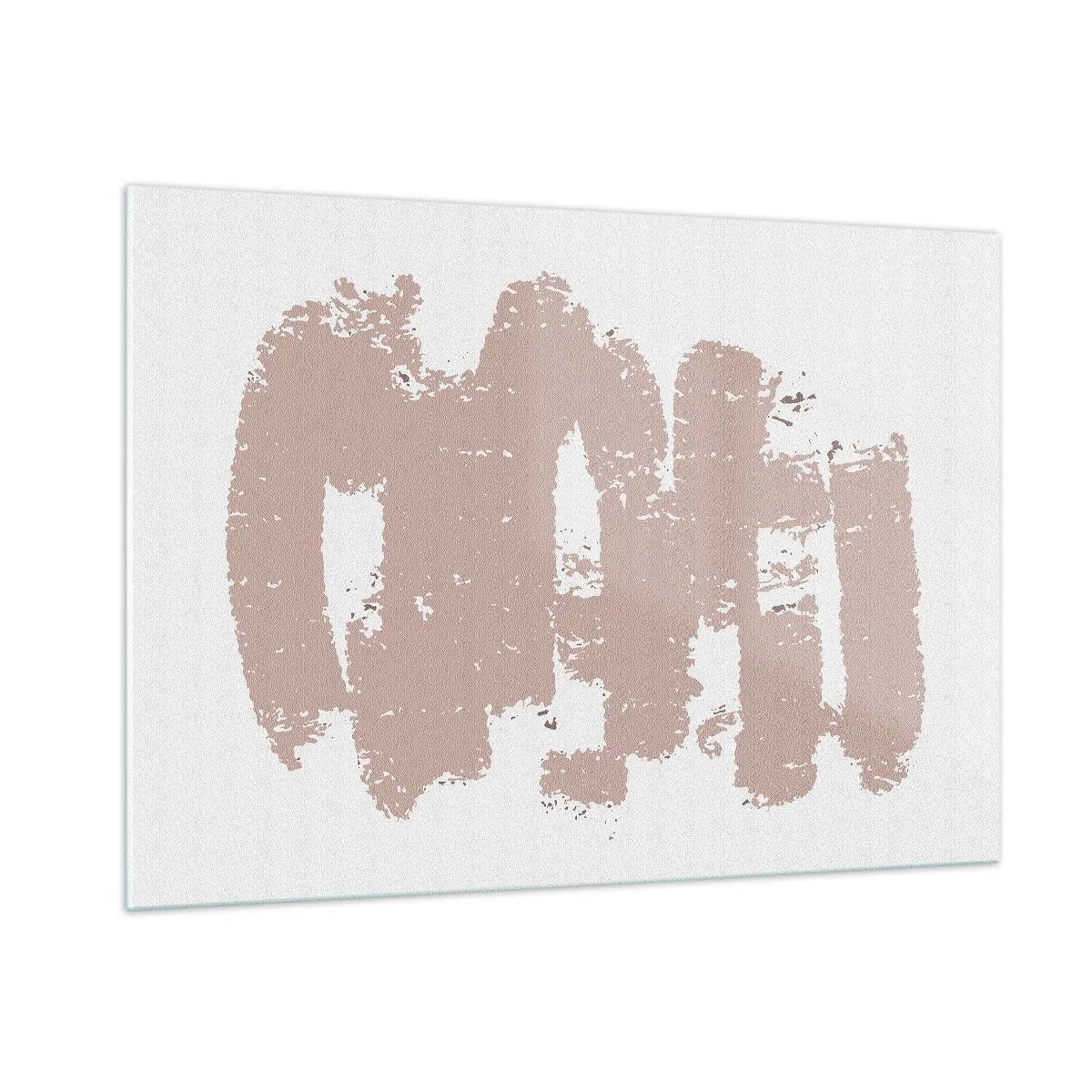 Cuadro sobre vidrio - Impresiones sobre Vidrio - Trazos de pintura rosa sobre un fondo blanco - 100x70cm - Abstracción en rosa suave - Decoración de pared moderna para salón y dormitorio ARTTOR