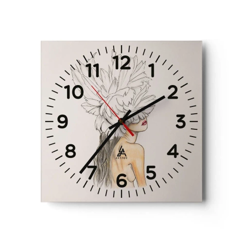 Reloj de pared - Reloj de vidrio - Belleza coronada - 40x40 cm