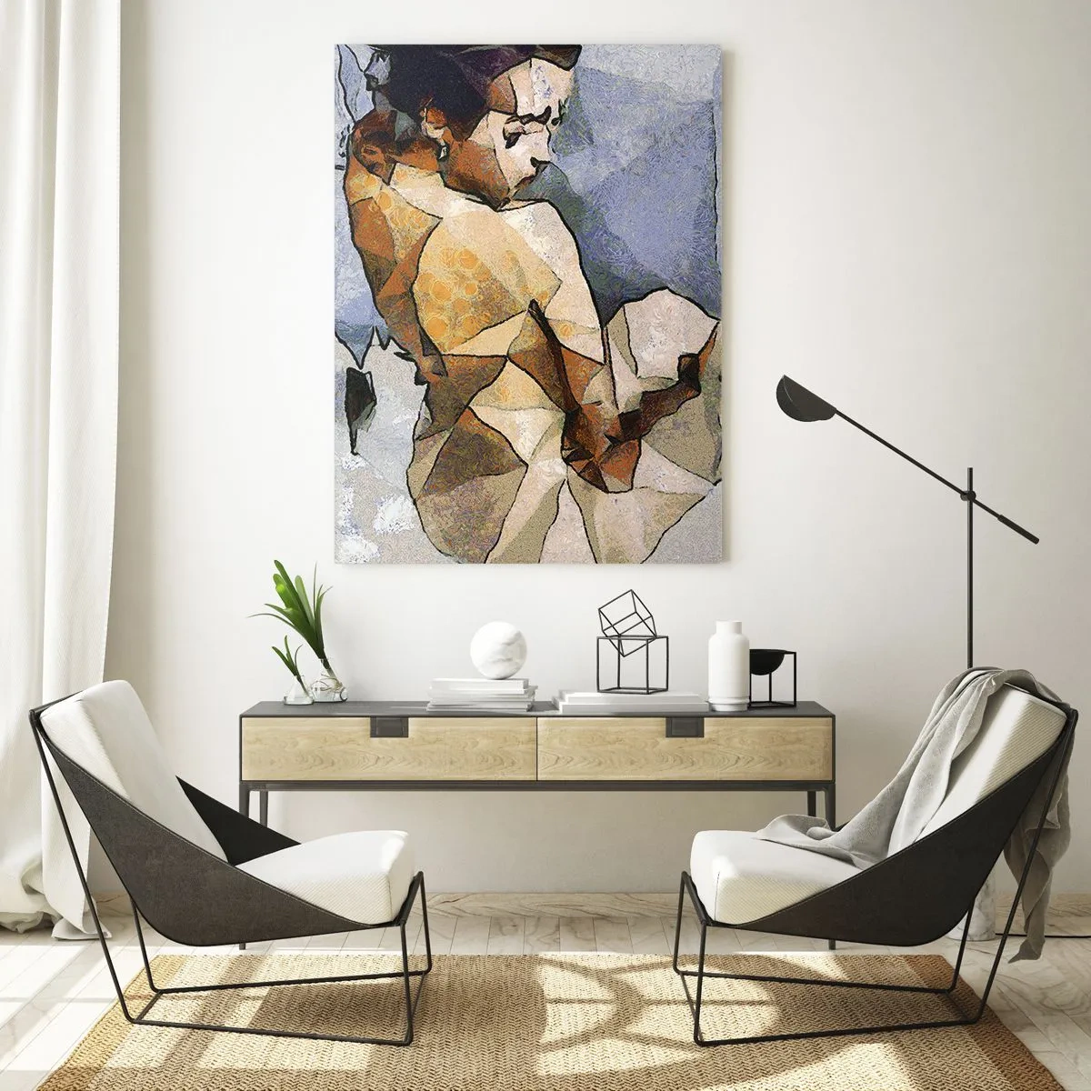 Cuadro sobre vidrio - Impresiones sobre Vidrio - En el espíritu del cubismo - 70x100 cm