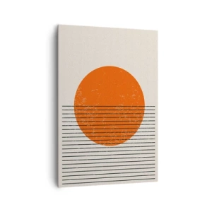 Cuadro sobre lienzo - Impresión de Imagen - Sol minimalista con líneas geométricas. - 70x100cm - Siempre el sol - Decoración de pared moderna para salón y dormitorio ARTTOR