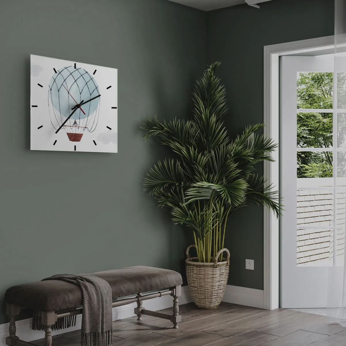 Reloj de pared - Reloj de vidrio - Acariciando las nubes - 40x40 cm