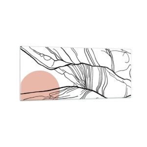Cuadro sobre vidrio - Impresiones sobre Vidrio - Líneas minimalistas con acento geométrico. - 120x50cm - En una red de ramas - Decoración de pared moderna para salón y dormitorio ARTTOR