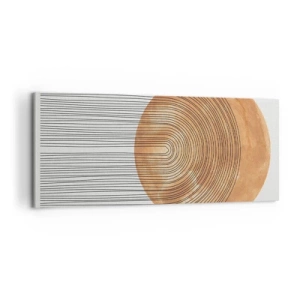 Cuadro sobre lienzo - Impresión de Imagen - Composición geométrica con círculos y líneas en colores cálidos. - 120x50cm - Una composición soleada - Decoración de pared moderna para salón y dormitorio ARTTOR