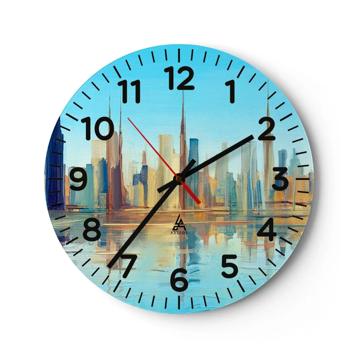 Reloj de pared - Reloj de vidrio - Metrópolis soleada - 30x30 cm