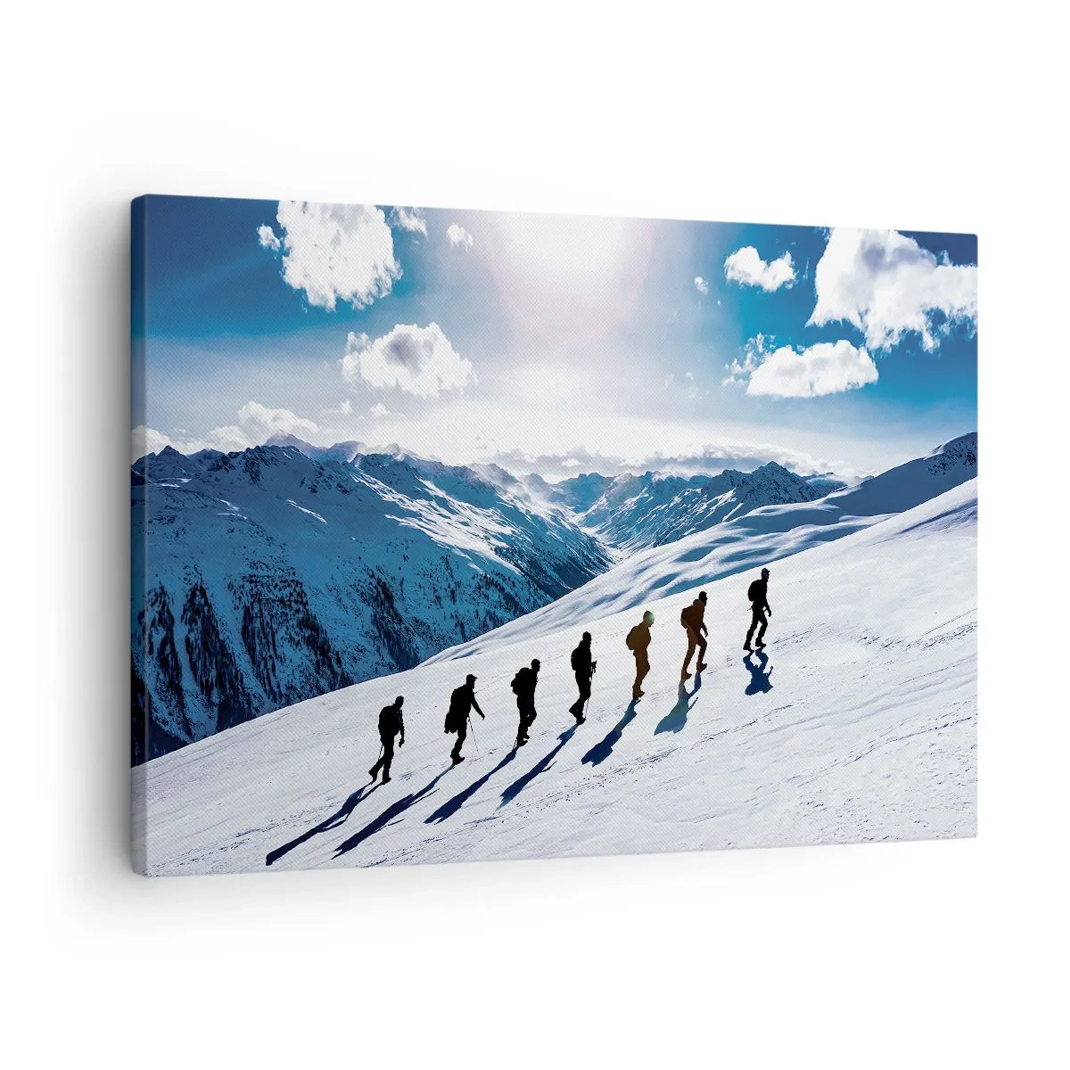 Cuadro sobre lienzo - Impresión de Imagen - Un grupo de montañeros subiendo una ladera nevada - 70x50cm - Equipo de conquistadores - Decoración de pared moderna para salón y dormitorio ARTTOR