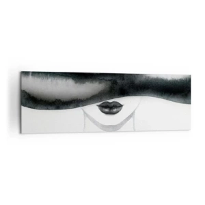Cuadro sobre lienzo - Impresión de Imagen - Un retrato sutil de una mujer con el rostro cubierto en un estilo monocromático. - 160x50cm - Un misterio sensual - Decoración de pared moderna para salón y dormitorio ARTTOR