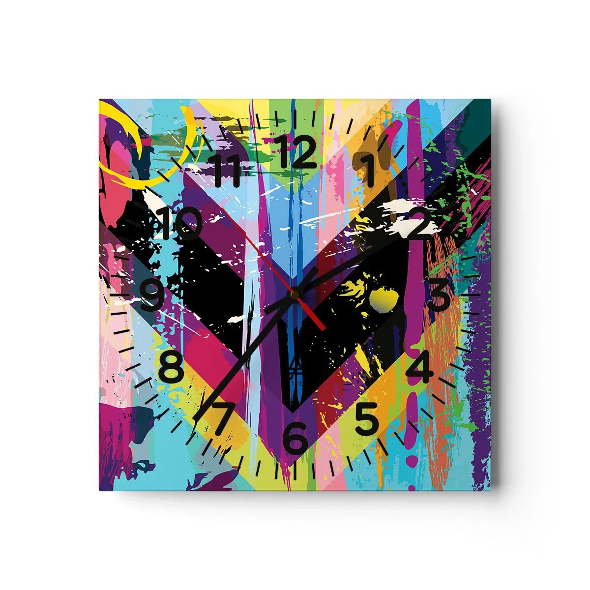 Reloj de pared - Reloj de vidrio - De arriba a abajo - 40x40 cm