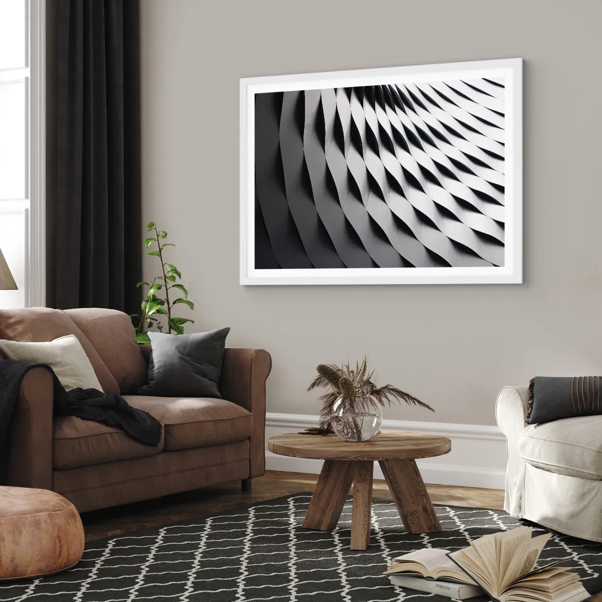 Póster en marco blanco - En la superficie de las ondas - 100x70 cm