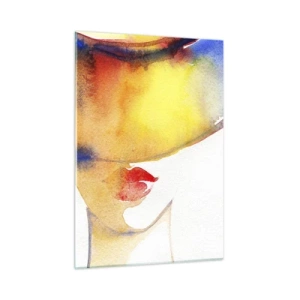 Cuadro sobre vidrio - Impresiones sobre Vidrio - Retrato de una mujer en abstracción de acuarela colorida - 50x70cm - Retrato de una dama    - Decoración de pared moderna para salón y dormitorio ARTTOR