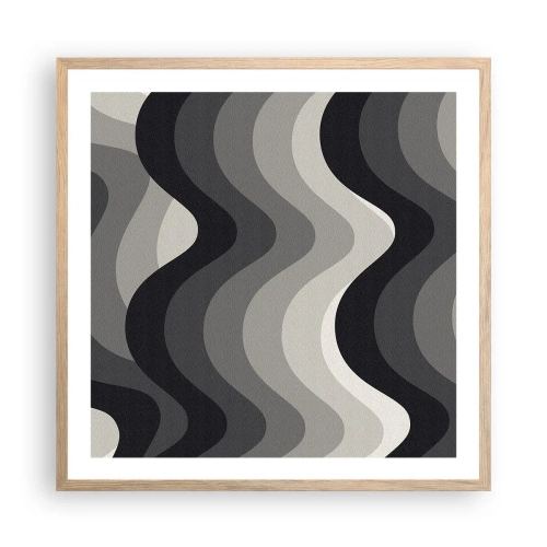 Póster en marco roble claro - Ola tras ola - 60x60 cm