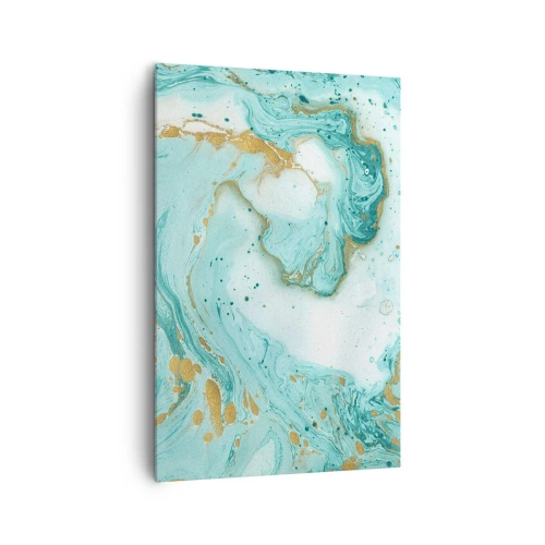 Cuadro sobre lienzo - Impresión de Imagen - Mármol turquesa con acentos dorados en una composición abstracta. - 80x120cm - Bajo la gran ola del periodo Edo - Decoración de pared moderna para salón y dormitorio ARTTOR