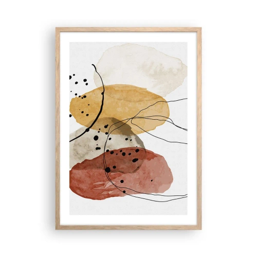 Póster en marco roble claro - Líneas y transparencias - 50x70 cm