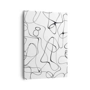 Cuadro sobre lienzo - Impresión de Imagen - Líneas negras abstractas sobre un fondo blanco en un estilo minimalista. - 50x70cm - Los caminos de la vida, las vicisitudes del destino - Decoración de pared moderna para salón y dormitorio ARTTOR