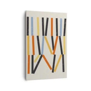 Cuadro sobre lienzo - Impresión de Imagen - Composición abstracta con rectángulos de colores y negros en disposición horizontal. - 80x120cm - Composición horizontal - Decoración de pared moderna para salón y dormitorio ARTTOR