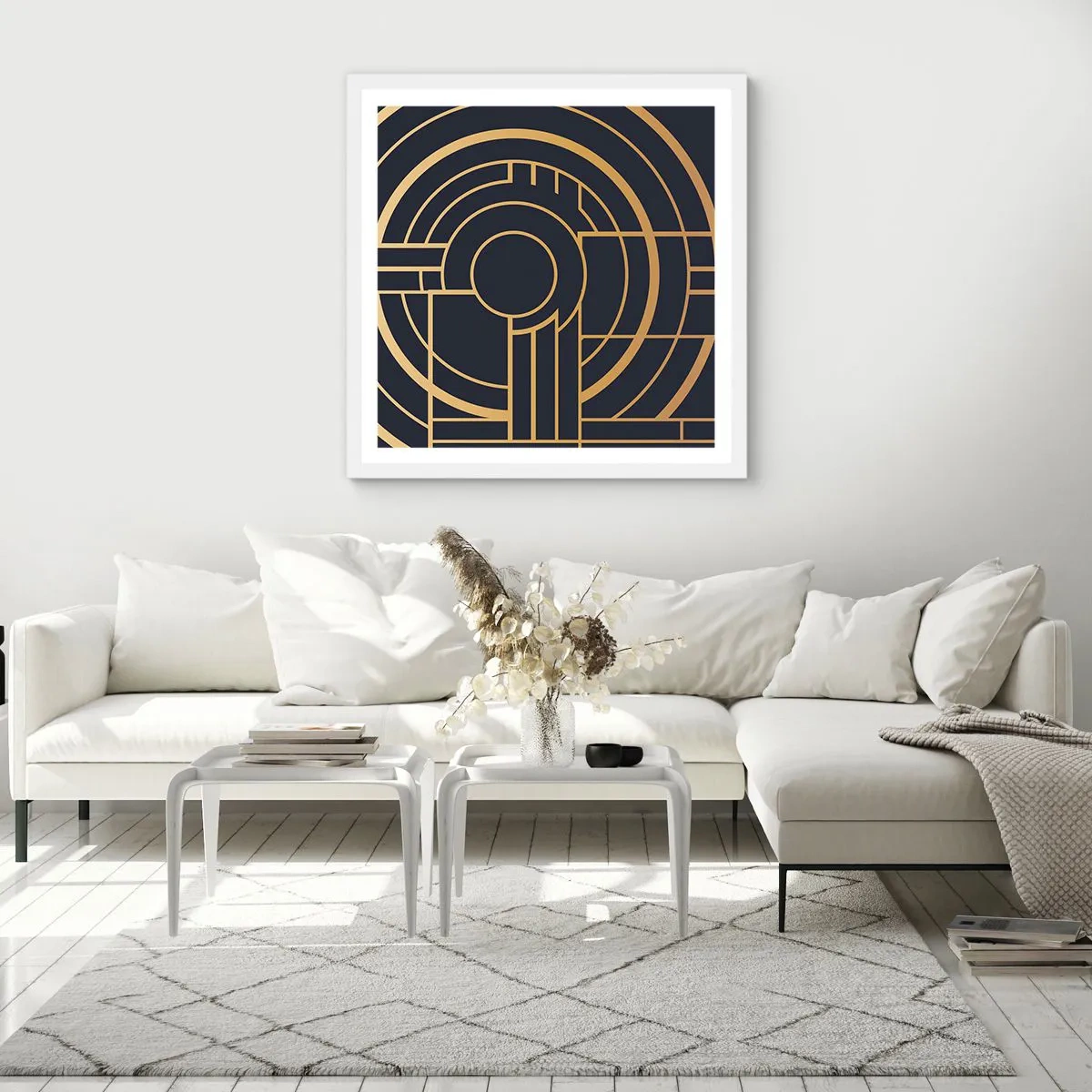 Póster en marco blanco - Giro de los elementos - 60x60 cm