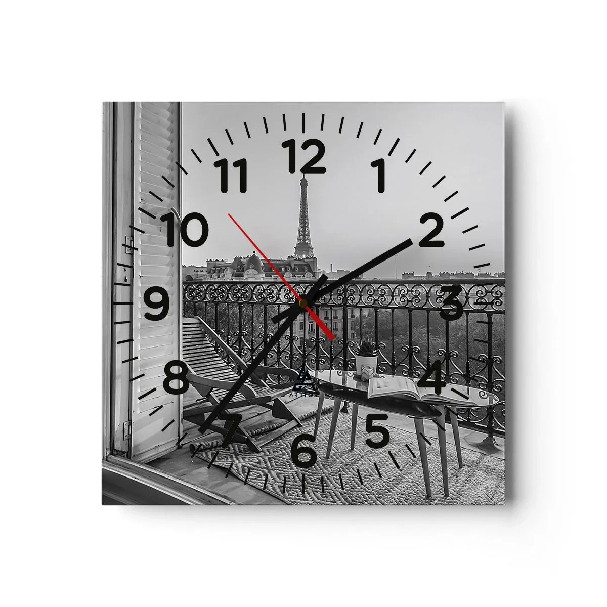 Reloj de pared - Reloj de vidrio - Una tarde parisina - 40x40 cm