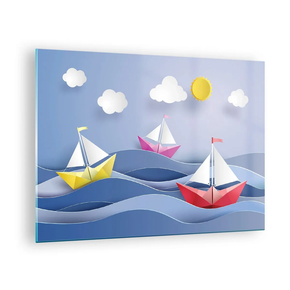 Cuadro sobre vidrio - Impresiones sobre Vidrio - Oh, qué bonito es mecerse en las olas. - 70x50cm - Oh, qué agradable es balancearse entre las olas - Decoración de pared moderna para salón y dormitorio ARTTOR