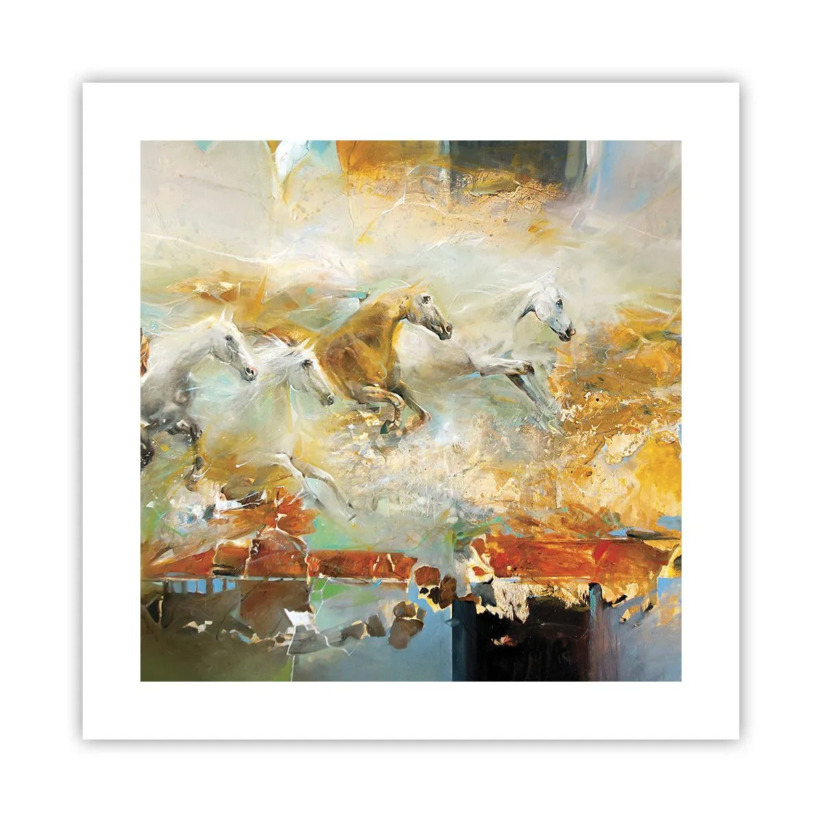 Póster - Galopando a través de la luz - 40x40 cm