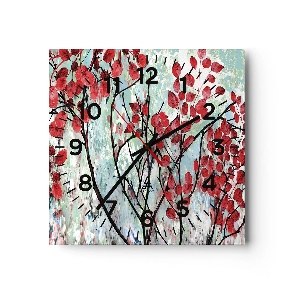 Reloj de pared - Reloj de vidrio - Un árbol en escarlata - 40x40 cm