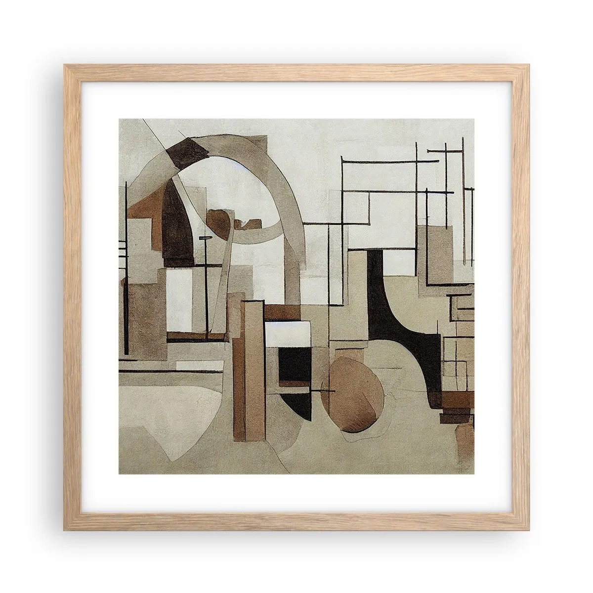 Póster en marco roble claro - Paisaje urbano 2.0 - 40x40 cm