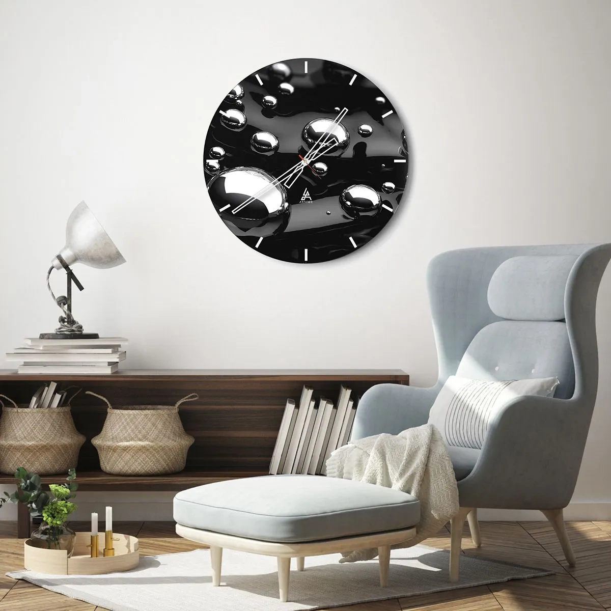Reloj de pared - Reloj de vidrio - De las negras profundidades - 30x30 cm