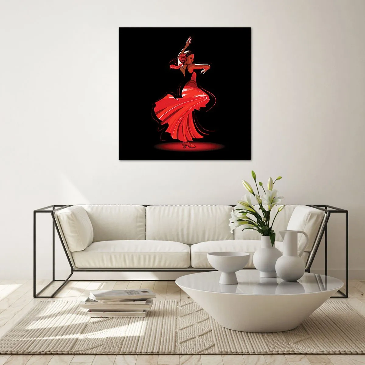 Cuadro sobre vidrio - Impresiones sobre Vidrio - El espíritu ardiente del flamenco - 50x50 cm