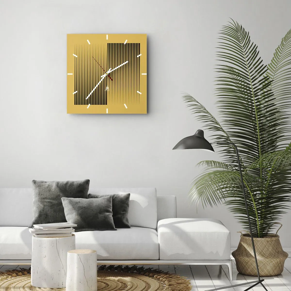 Reloj de pared - Reloj de vidrio - Cuadrado de opuestos - 40x40 cm