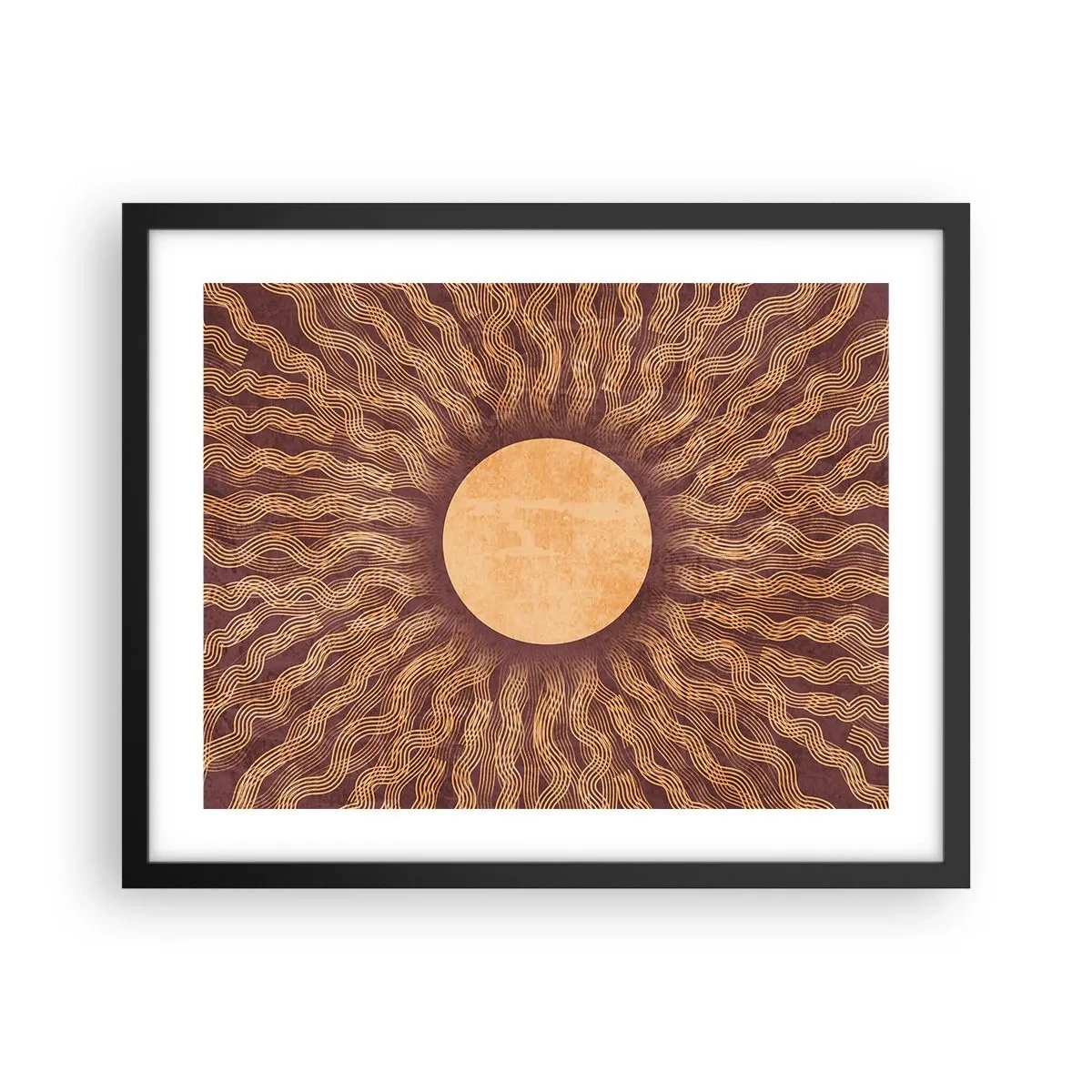 Póster en marco negro - Icono del sol - 50x40 cm